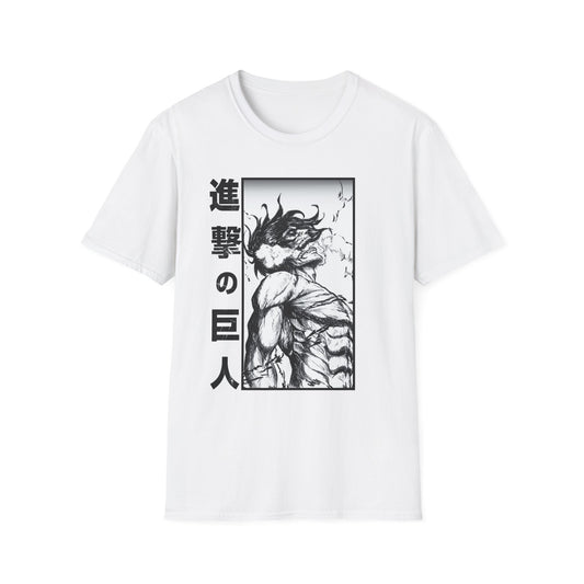 Anime-Inspired Unisex Softstyle T-Shirt - Titan Attack Design