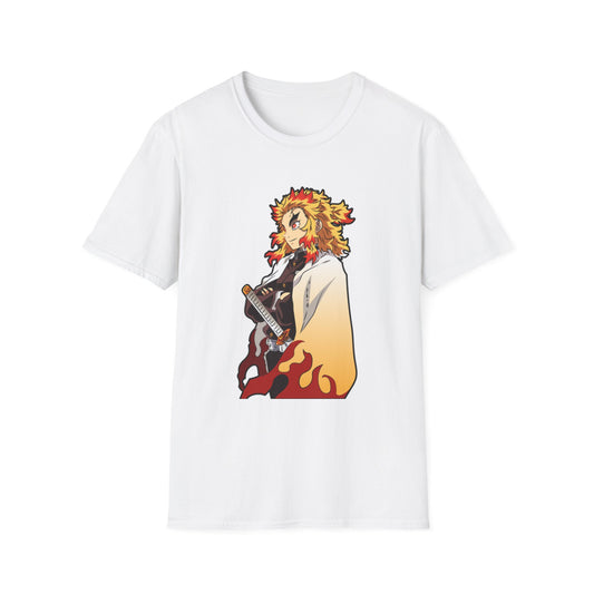 Anime-Inspired Unisex Softstyle T-Shirt - Featuring Fiery Character Design